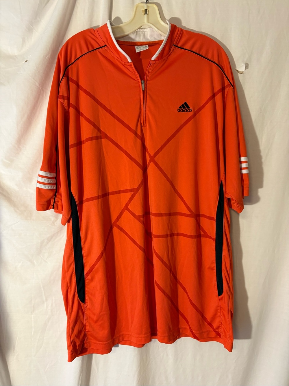 adidas Orange Short-Sleeve Quarter-Zip Athletic Jersey